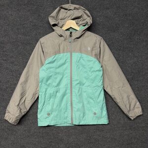 The North Face DryVent Rain Jacket Girls L Teal Hooded Waterproof Fleece 14/16